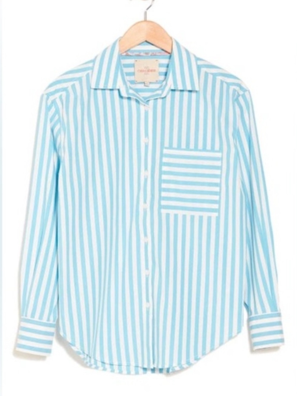 Casa Cabana Turquoise & White Striped Button-Down Shirt - Size Medium